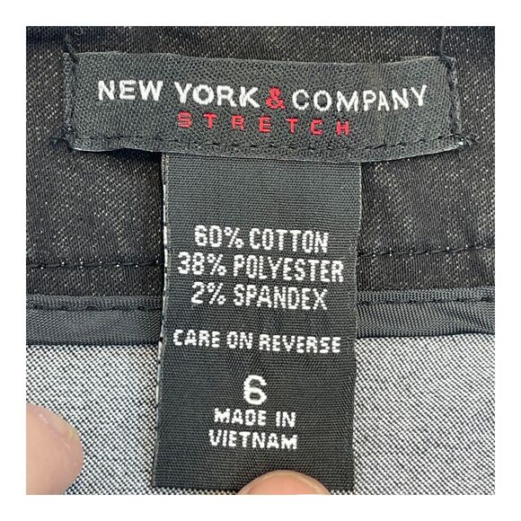 New York & Company A-Line Skirt Women's 6 Black Cotton Stretch Pockets Back Zip - Picture 3 of 7